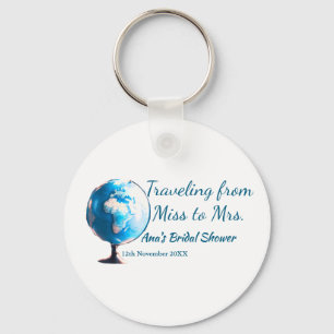 Travel bridal shower add name date miss to Mrs sim Key Ring