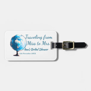 Travel bridal shower add name date miss to Mrs sim Luggage Tag