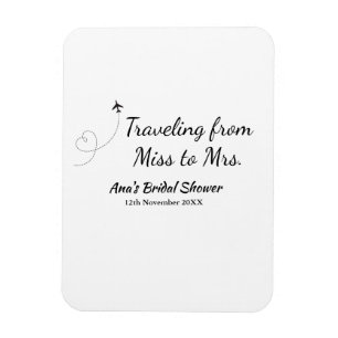 Travel bridal shower add name date miss to Mrs sim Magnet