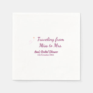 Travel bridal shower add name date miss to Mrs sim Napkin