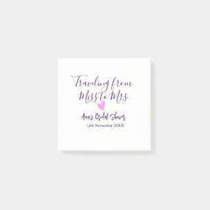 Travel bridal shower add name date miss to Mrs sim Post-it Notes
