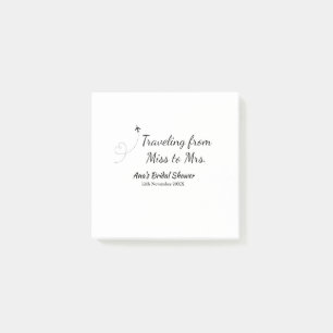 Travel bridal shower add name date miss to Mrs sim Post-it Notes