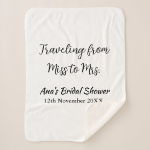 Travel bridal shower add name date miss to Mrs sim Sherpa Blanket