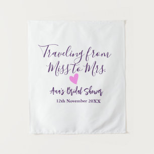 Travel bridal shower add name date miss to Mrs sim Tapestry