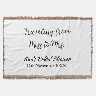Travel bridal shower add name date miss to Mrs sim Throw Blanket
