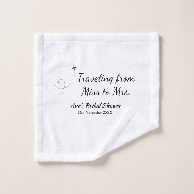 Travel bridal shower add name date miss to Mrs sim Wash Cloth (Wash Cloth)