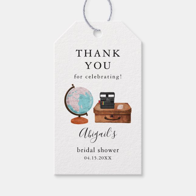 Travel Bridal Shower Gift Tags (Front)