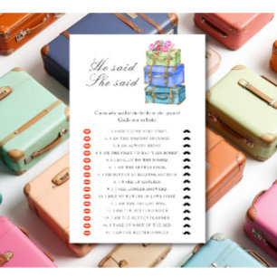 Travel bridal shower - He said she said game