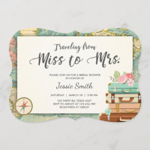 Travel Bridal shower invitation Miss to Mrs