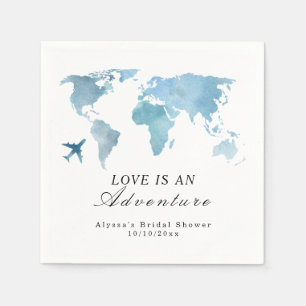 Travel Bridal Shower Love Is An Adventure Napkin