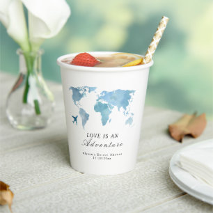 Travel Bridal Shower Love Is An Adventure Paper Cups