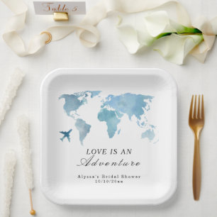 Travel Bridal Shower Love Is An Adventure Paper Plate