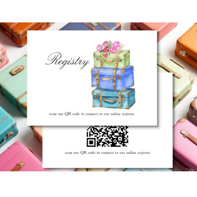 Travel Bridal shower QR code for registry  Enclosure Card (Creator Uploaded)