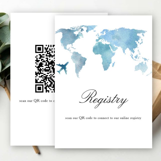 Travel Bridal shower QR code for registry  Enclosure Card (Creator Uploaded)