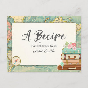 Travel Bridal Shower Recipe Card Miss to Mrs