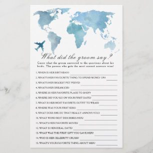 Travel Bridal shower What did the groom say game