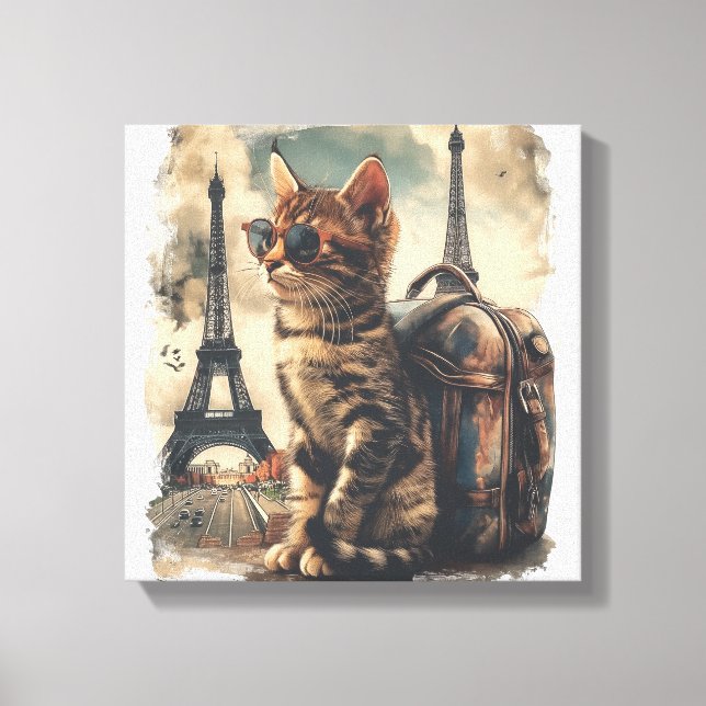 Travel Buddy Cat Canvas Print (Front)