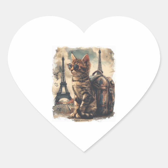 Travel Buddy Cat Heart Sticker (Front)