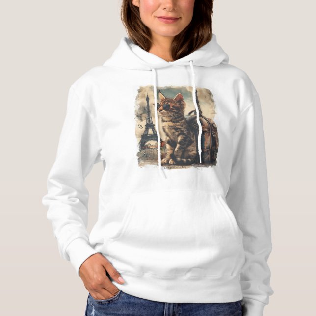 Travel Buddy Cat Hoodie (Front)