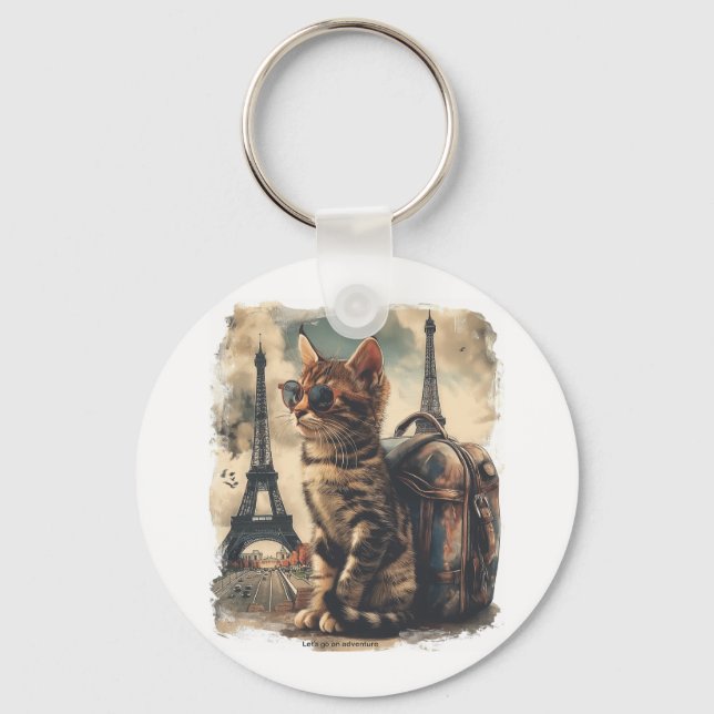Travel Buddy Cat Key Ring (Front)