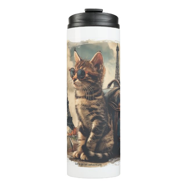 Travel Buddy Cat Thermal Tumbler (Front)