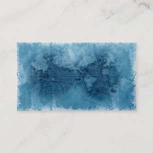 Travel Business Card Antique World Map Globe blue