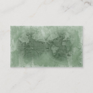 Travel Business Card Antique World Map Globe green