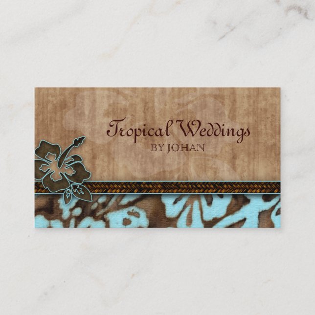 Travel Business Card Hibiscus Flower Blue (Front)