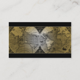 Travel Business Card World Map Globe gold