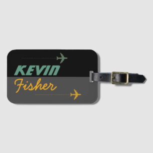 travel by aeroplane personalised name luggage tag