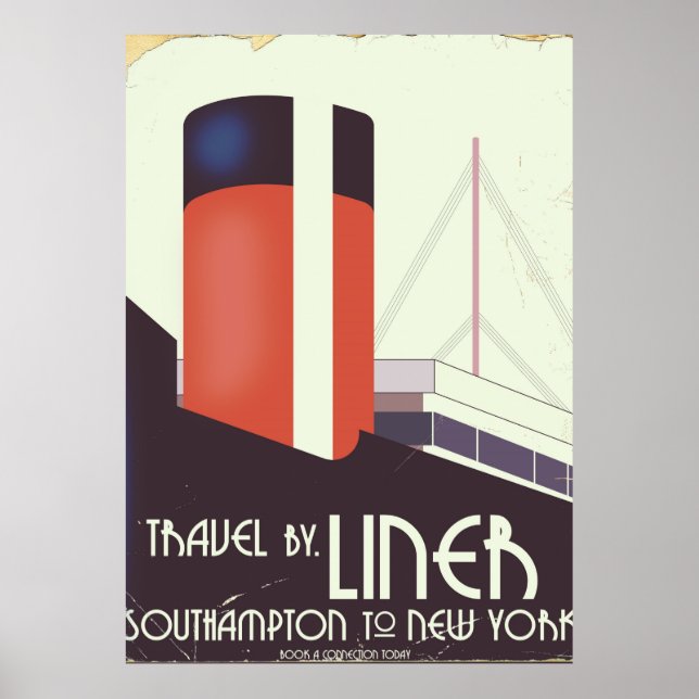 Travel by Liner - vintage travel poster (Front)
