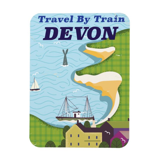 Travel By Train Devon Magnet (Vertical)