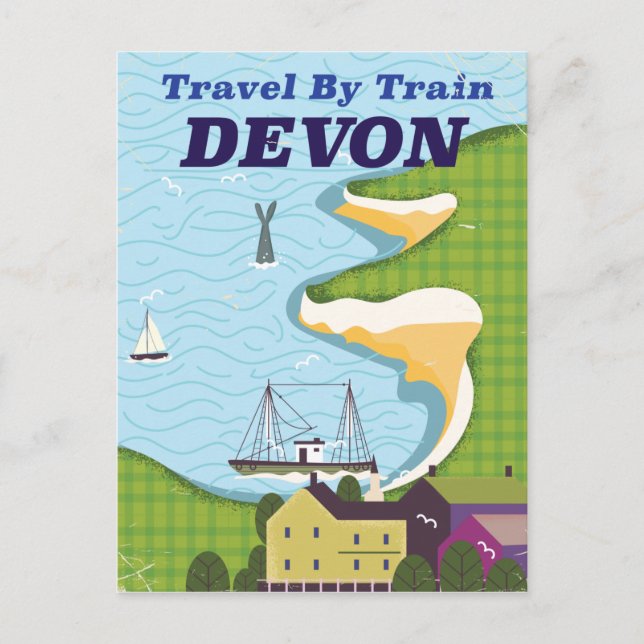 Travel By Train Devon Postcard (Front)
