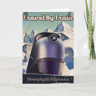 Travel By Train Sci-Fi vintage art Holiday Card