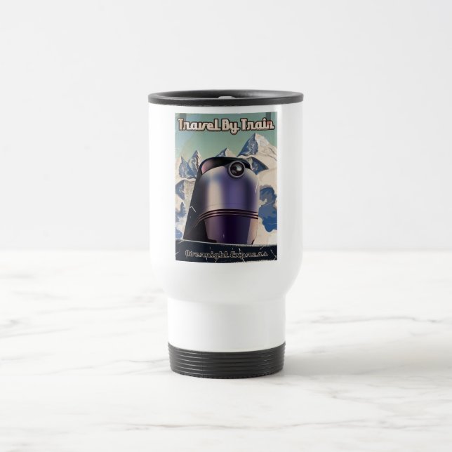 Travel By Train Sci-Fi vintage art Mug (Center)