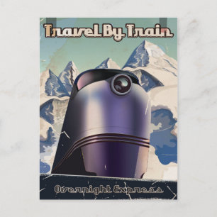 Travel By Train Sci-Fi vintage art Postcard