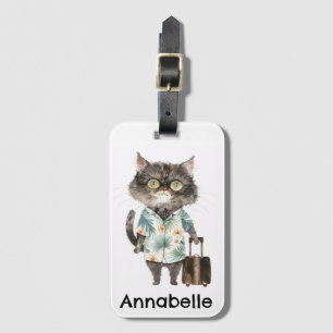 Travel Cat Hawaiian Personalise Luggage Tag