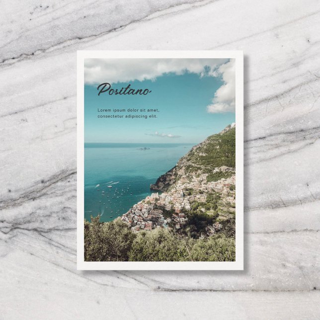 Travel City Name Retro Script Photo White Postcard (Creator Uploaded)
