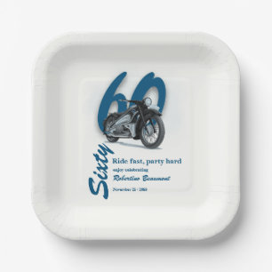 Travel Classic Motorbike Ride Fast 60th Birthday Paper Plate