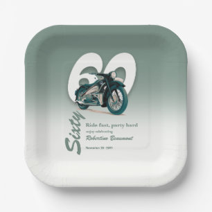 Travel Classic Motorbike Ride Fast 60th Birthday Paper Plate