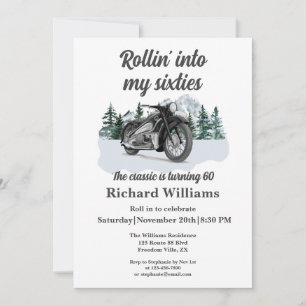 Travel Classic Motorbike Rolling 60th Birthday Invitation