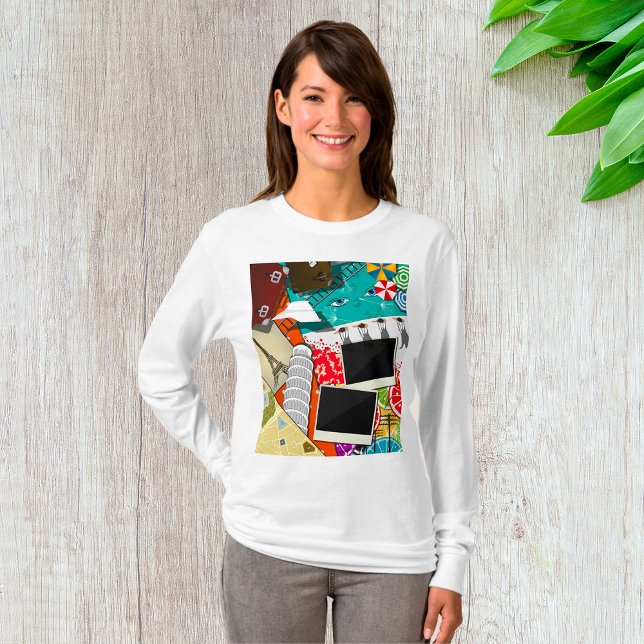 Travel Collage with Iconic Landmarks Vacation  T-Shirt (Creator Uploaded)