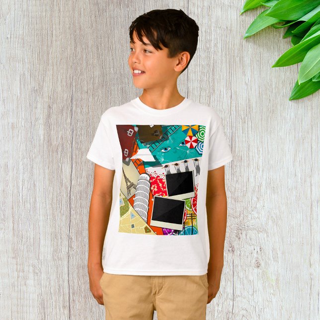 Travel Collage with Iconic Landmarks Vacation  T-Shirt (Creator Uploaded)