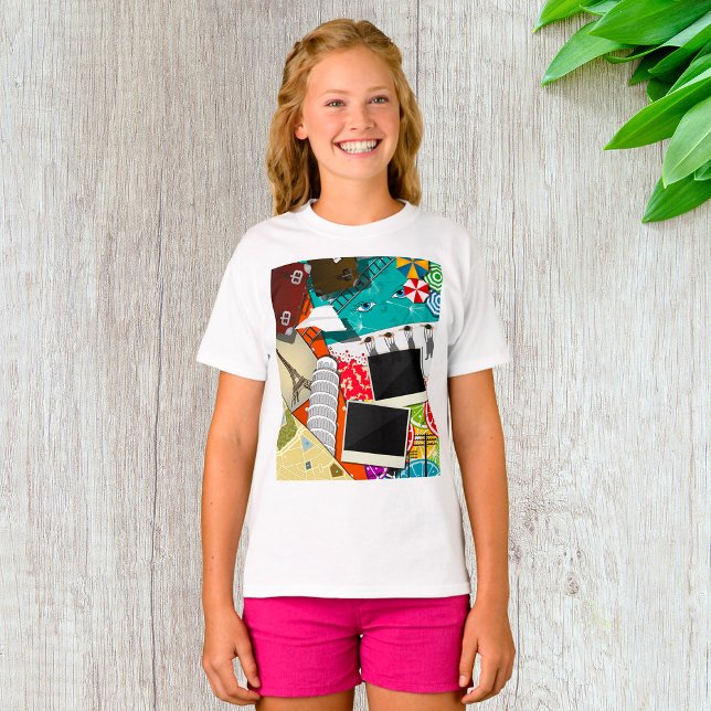 Travel Collage with Iconic Landmarks Vacation.  T-Shirt (Creator Uploaded)