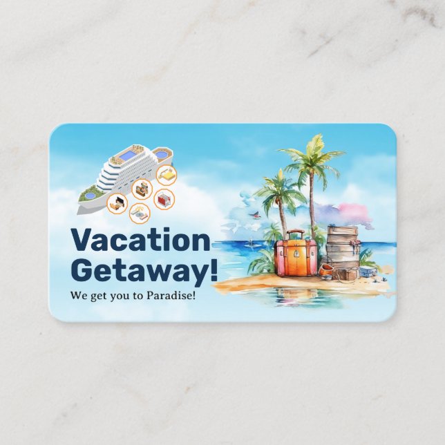 Travel | Cruise Liner | Tropical Island Business Card (Front)