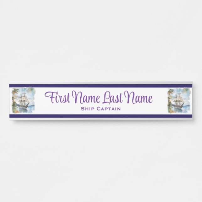 Travel Cruise Ship Vacation Planner Name Plate (Front)