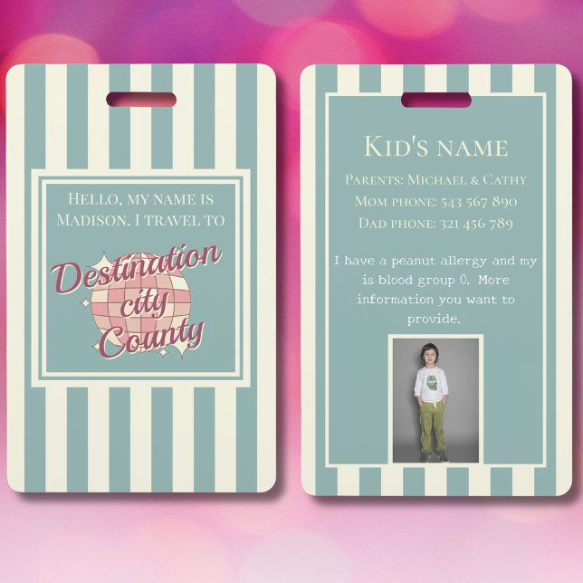 Travel destination badge kid ID child accessory (Creator Uploaded)