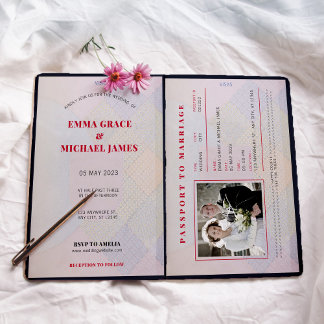 Travel Destination Passport Wedding Invitation
