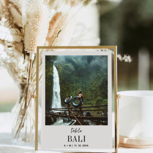 Travel Destination Photo Elegant Modern Wedding Table Number