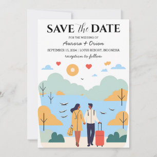 travel destination wedding save the date invitation
